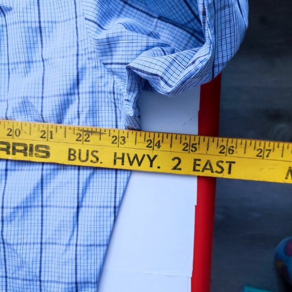 Egara dress shirt slim fit light blue checkered men's size 16.5 36-37 Tall - Picture 8 of 10